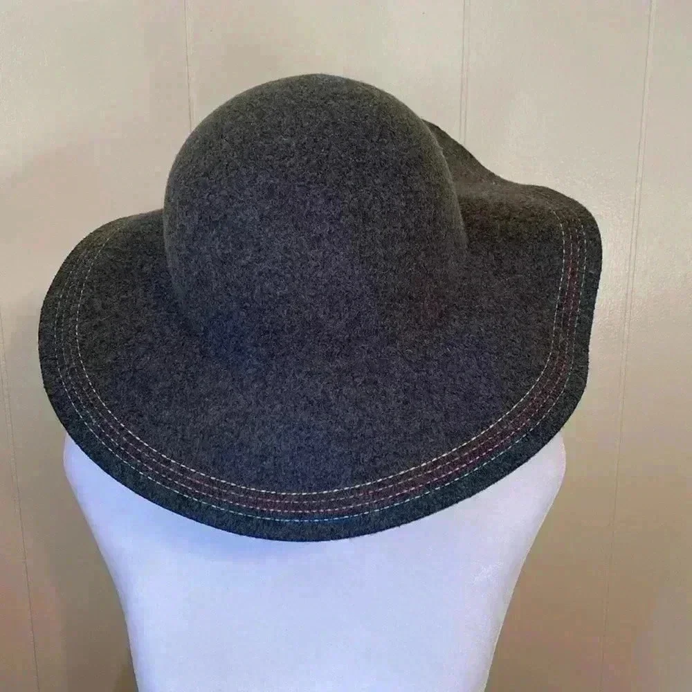 Target Woman’s Gray Felt Hat with Colorful Stitching.